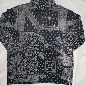 Polo Blue and White Bandana Print Hoodie